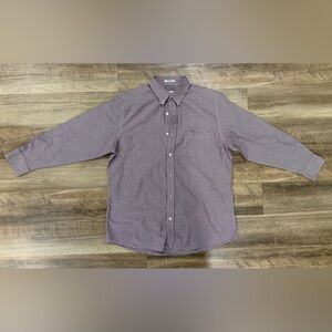 Haggar Men's Purple Checkered Button Down Shirt
